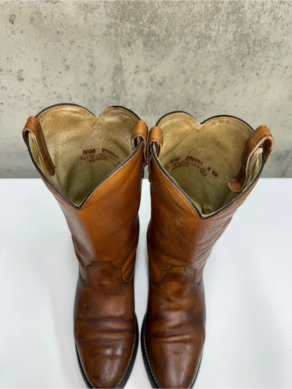 Vintage ACME Cowboy Boots Mens 8 EW Brown Leather Made USA